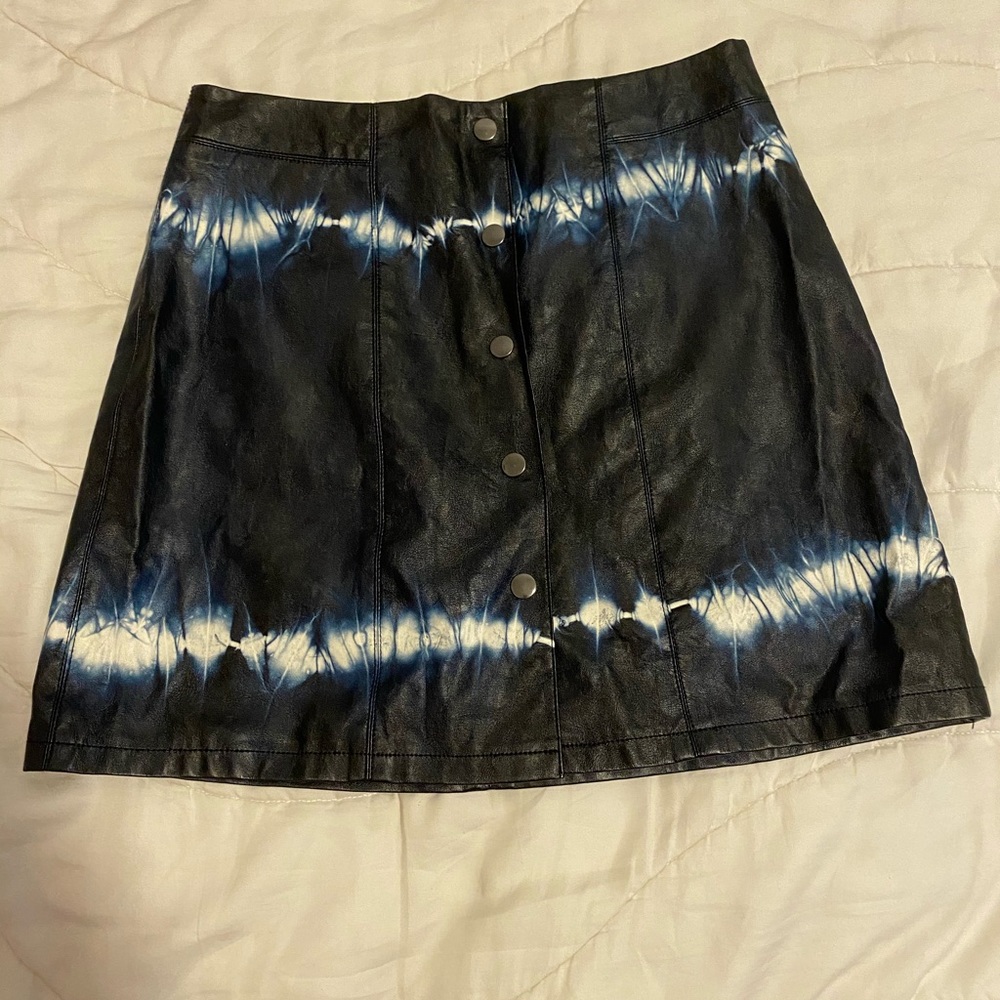 Zara bleached black leather mini skirt